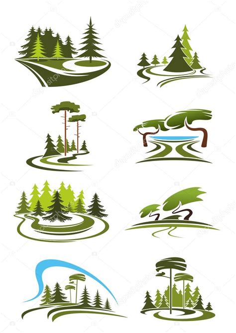 Park Garden And Forest Landscape Icons Stock Vector By ©seamartini