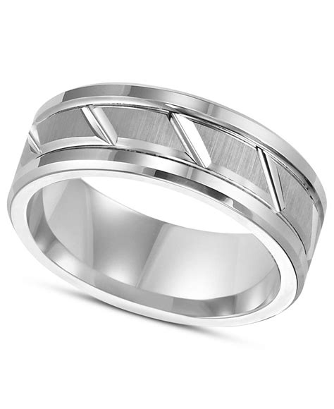 Lyst Triton White Tungsten Carbide Ring 8mm Diamond Cut Wedding Band