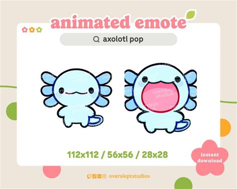 ANIMATED Blue Axolotl Pop Emote For Twitch And Discord Axolotl Twitch