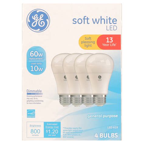 Ge Led Light Bulbs 10 Watt 60 Watt Equivalent Soft White Standard Bulb Shape Medium Base