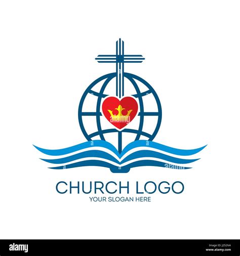 Church Logo The Open Bible The Cross Of Jesus Christ And The Globe