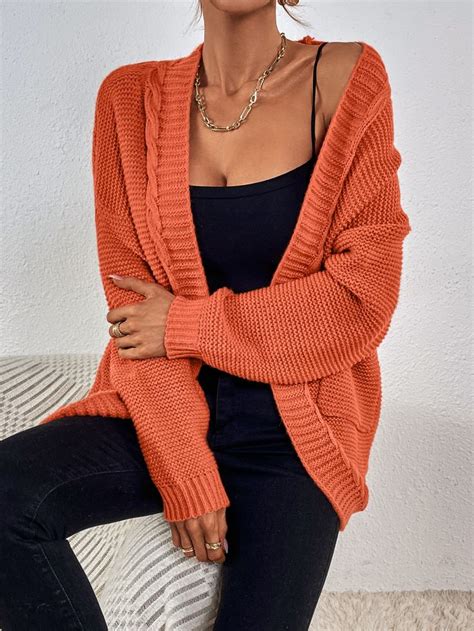 Cardigans Bolso Duplo Ombro Ca Do Em Cardig Roupas Cardigan