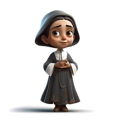 Premium Ai Image D Render Of Cartoon Nun With Hat And Coat Of Arms