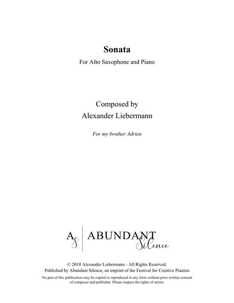 Sonata For Alto Saxophone And Piano Sheet Music Alexander Liebermann