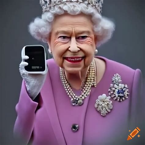 Queen Elizabeth Ii Holding A Nokia Phone