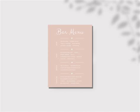 Printable Bar Menu Sign Template, Drink Menu Sign, Wedding Bar Sign ...