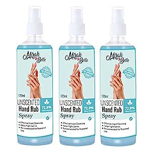 Mirah Belle Unscented Hand Rub Sanitizer Spray 120 ML Pack Of 3