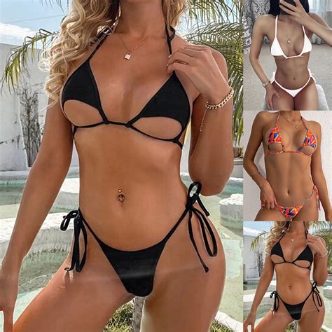 Biziza Women Bikini Sets Criss Cross Back Bathing Suit Knot Front