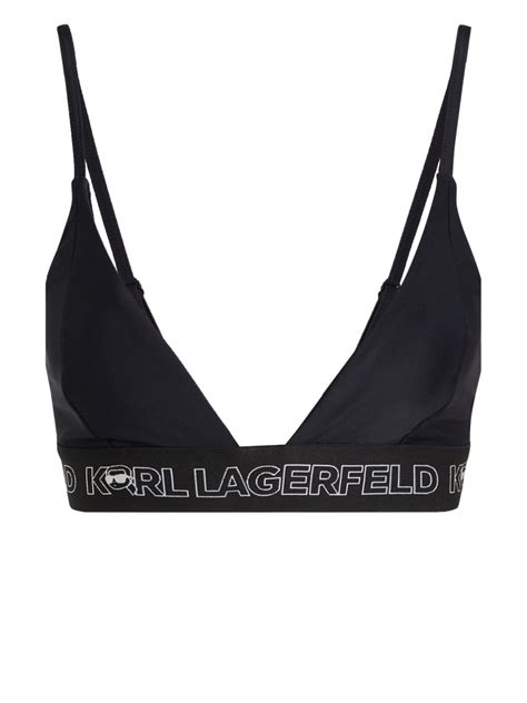 Karl Lagerfeld Ikonik Triangle Bikini Top Black FARFETCH UK