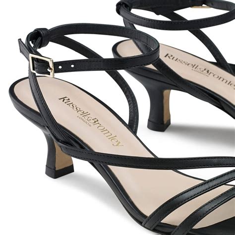 Sicilia Kitten Heel Sandal In Black Leather Russell And Bromley