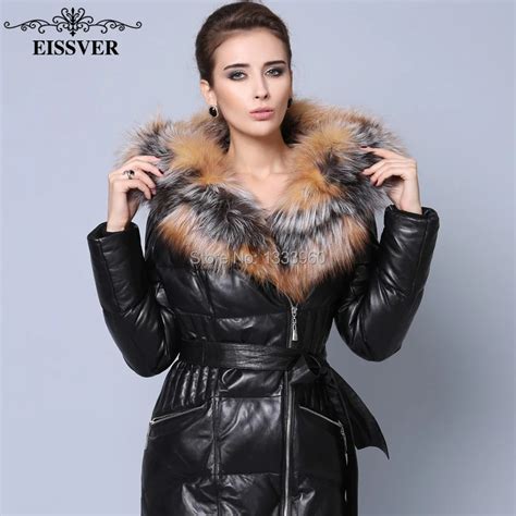 Buy 2015 New Womens Sheepskin Genuine Leather Down Coathuge Fox Fur Hood