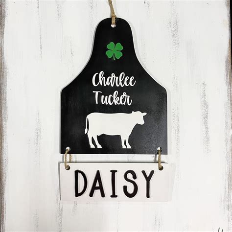 Cow Ear Tag Stall Sign 4h Barn Stall Sign Steer Heifer Personalized