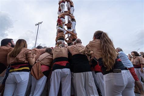 Castell Ou Torre Humana Tradição Típica Em Catalonia Fotografia