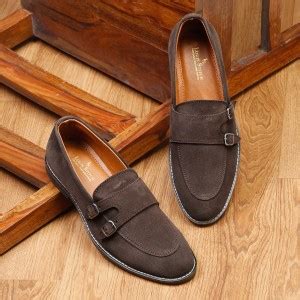 LOUIS STITCH Dark Brown Italian Suede Leather Loafers Shoes For Men