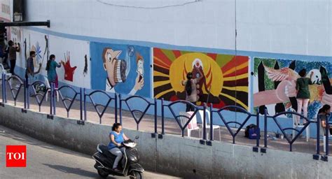 Artists Paint 17000 Square Feet Of Flyover Wall Rajkot News Times