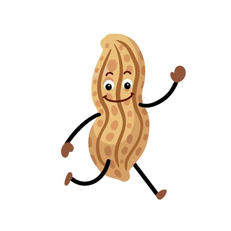 Peanut Vector Character With Smiling Face And Running Body Expression