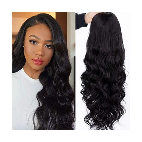 Kryssma Black Synthetic Lace Front Wigs Body Wave Glueless Long Black