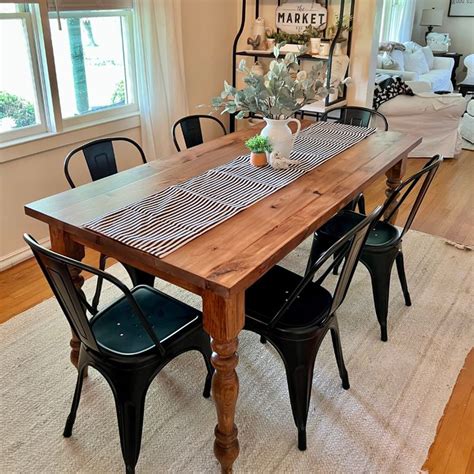 6 L X 36 W Knotty Alder Rustic Farm Dining Table With 6 Metal Chairs