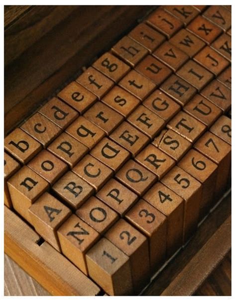 Antique Alphabet Stamp Set Wooden Rubber Stamp Set