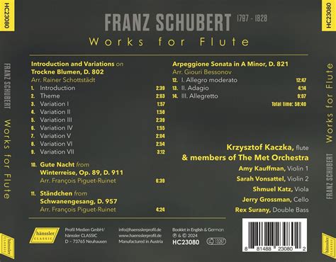 Franz Schubert Arpeggione Sonate D821 Für Flötestreichquartett