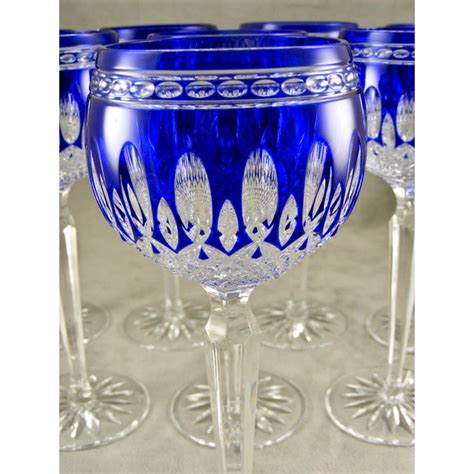 Vintage Waterford Cobalt Blue Clarendon Crystal Wine Goblets Set Of 8 Chairish