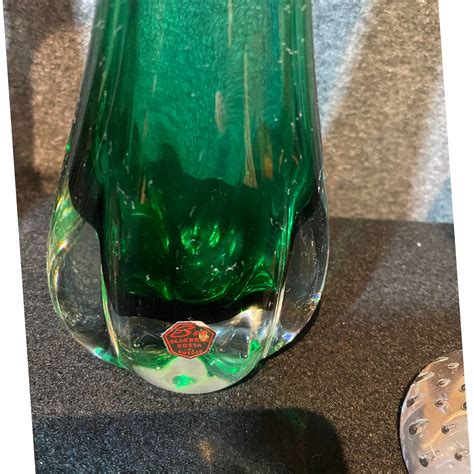 Vaser Glas Fr N Svenska Glasbruk Bl A Sea Glas K P P Tradera