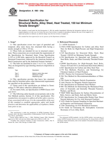 Astm A A Standard Specification For Structural Bolts Alloy