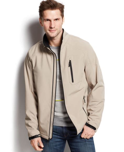 Calvin Klein Full Zip Softshell Jacket In Taupe Brown For Men Lyst