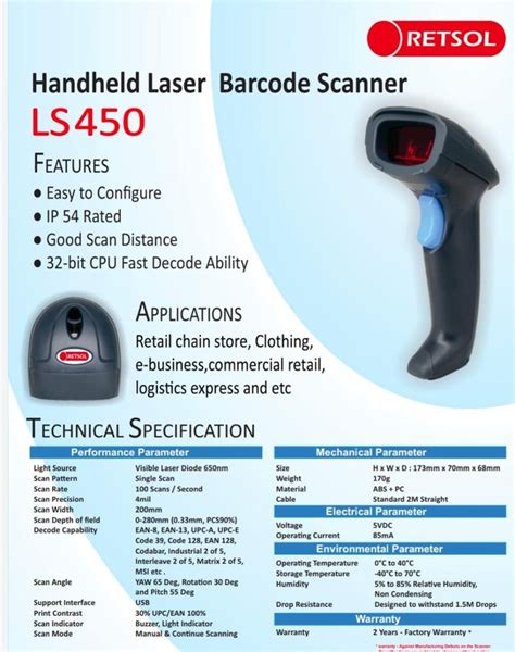 Wired Corded Retsol Ls Barcode Scanner Linear Laser At Rs In