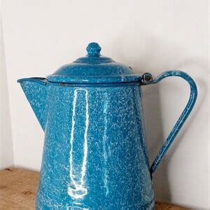 Midcentury Blue Speckled Enamelware Coffee Pot S Etsy