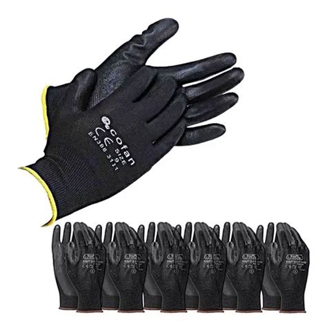 Guantes Negros Poliuretano X Pares Mecanico Seguridad Moto Cuotas