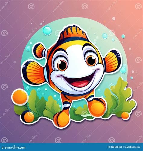 Cute Clown Fish Vector Illustration Cute Cartoon Clown Fish Stock