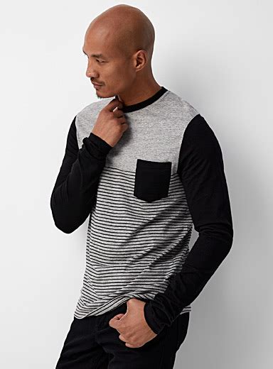 Contrast Sleeve Striped T Shirt Le 31 Shop Mens Printed