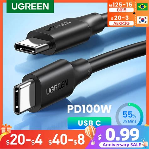 Ugreen Cable Usb Tipo C De Carga R Pida Cargador Pd De W A W