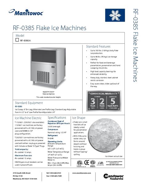 Lease Ice Machine Manitowoc Flake Ice Machine 330 lb RF 0385 – Lease or ...