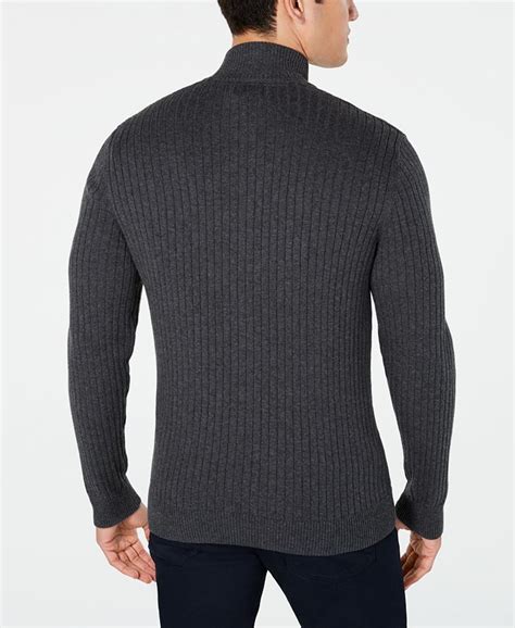 Alfani Mens Ribbed Full Zip Sweater Classic Fit Created For Macys