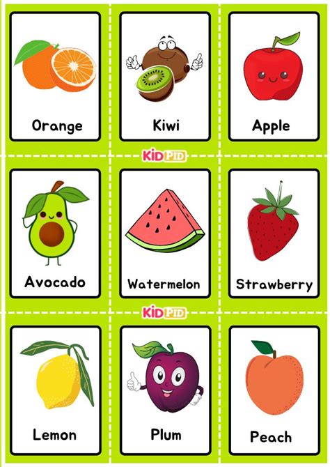 Fruits Colorful Handdrawn Flashcard Sheets Flashcards Fruits Drawing