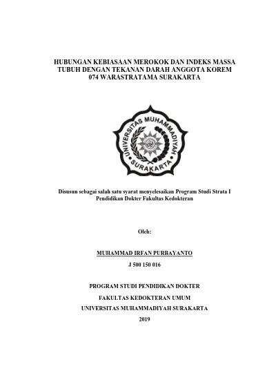 Hubungan Kebiasaan Merokok Dan Indeks Massa Tubuh Dengan Tekanan Darah