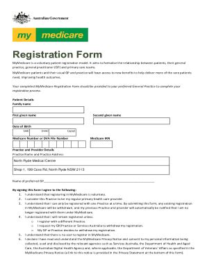 Fillable Online MyMedicare Patient Registration Form Fax Email Print