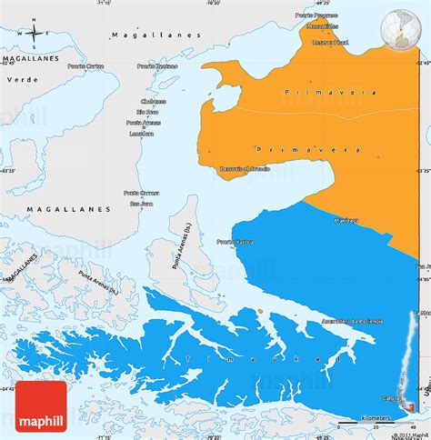 Political Simple Map Of Tierra Del Fuego Single Color Outside Borders