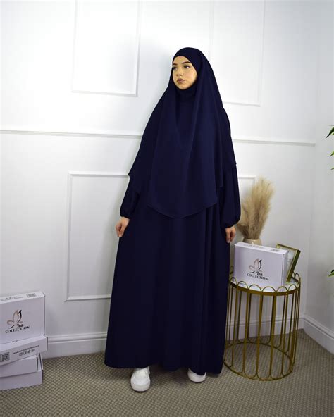 Set Abaya And Khimar Jazz Rounded Navy Ina Collection