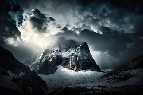 Premium Photo Great Adventure In The Mountains Dramatic Clouds High