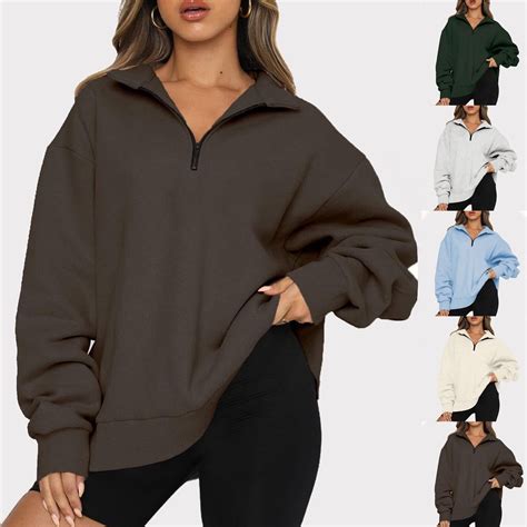 Utoimkio Womens Oversized Sweatshirts Quarter Zip Long Sleeve Loose