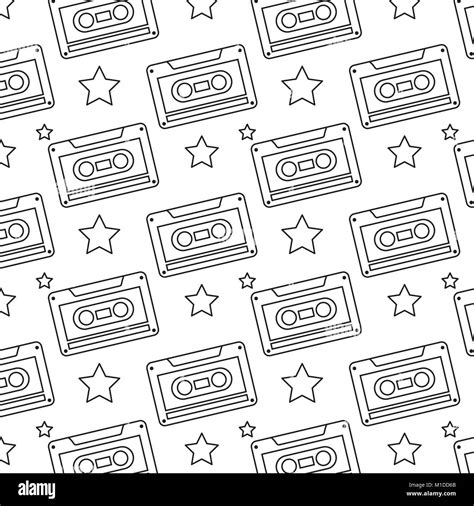 Seamless Pattern Retro Cassette Tape Recorder Stock Vector Image Art