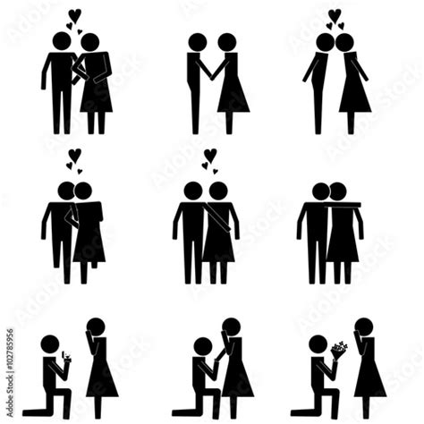 Men And Women Couple In Date Showing Love And Affection Icon Symbol Pictogram Vector Info