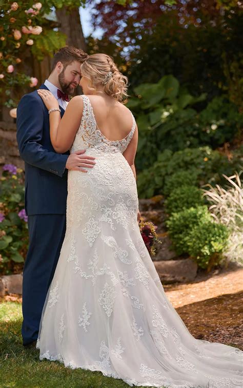 Plus Size Lace Wedding Dress With High Neckline Essense Of Australia