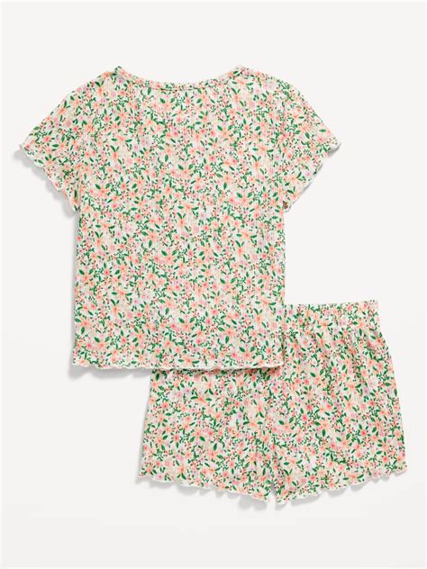 Printed Pajama Top And Shorts Set For Girls Old Navy