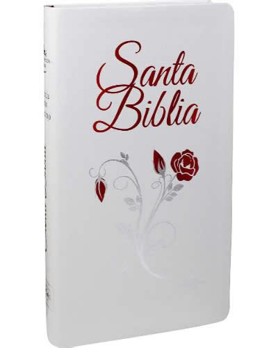 BIBLIA RVR1960 IMITACION PIEL COLOR BLANCO CON FLOR ROJA CON INDICE