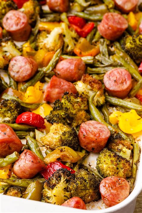 Garlic Roasted Sheet Pan Sausage And Vegetables Miss Wish