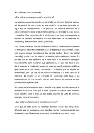 Jaime Paniagua Recesion Economica PDF